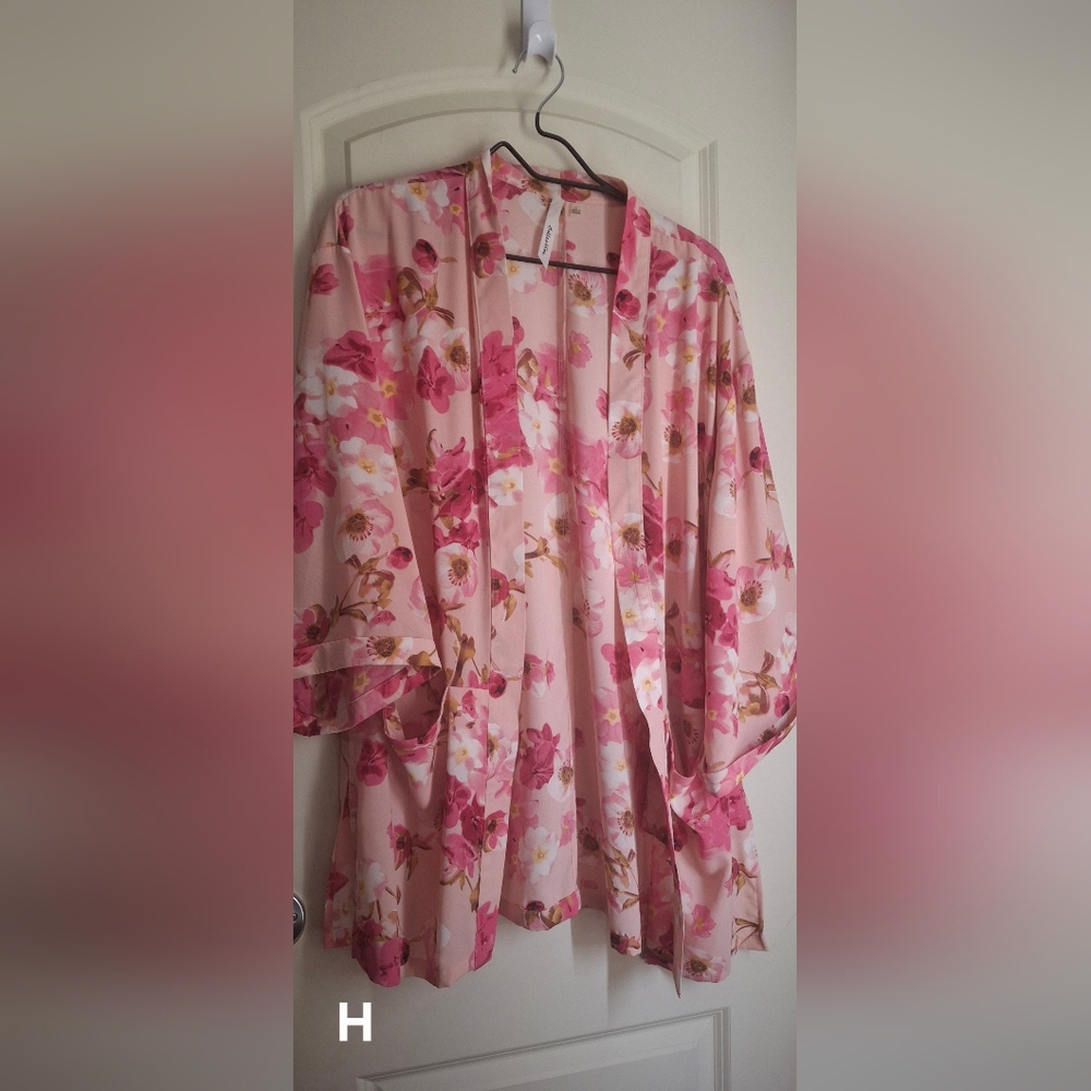 Ny Collection Floral Print Kimono Sz L LIGHTWEIGHT TRAVEL FAIRYCORE Sku Ae - Picture 2 of 9